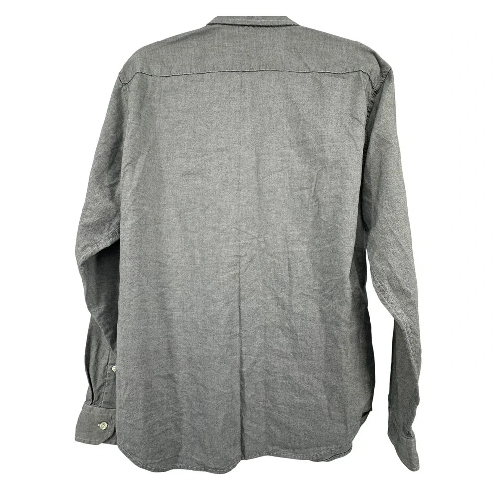 Banana Republic Oxford Shirt Mens Large Gray Untucked Fit Button Down Preppy